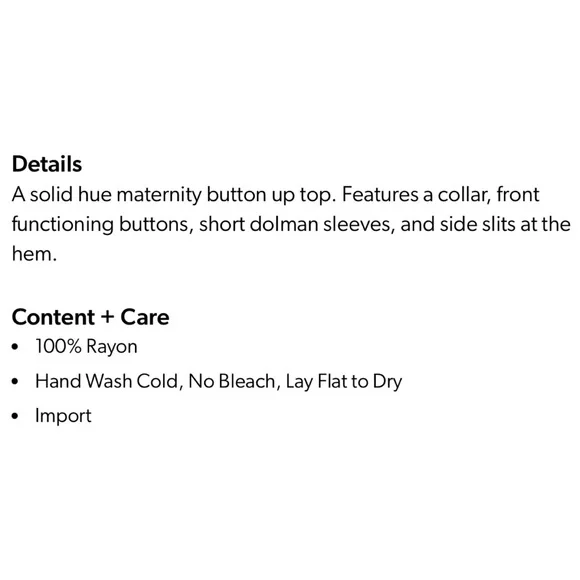 Vine & Love Black Button Up Dolman Short Sleeve Maternity Top - Picture 8 of 17